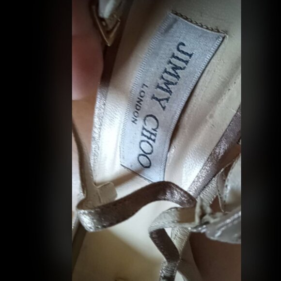 Jimmy Choo Women's Shimmery Peep Toe Heels Sz 38.5 - Picture 2 of 6
